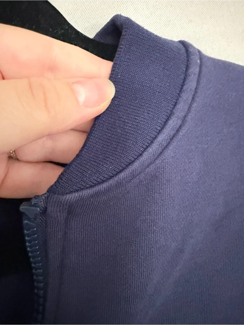 Fabletics Navy Blue & Cream Colorblock Full-Zip Jacket